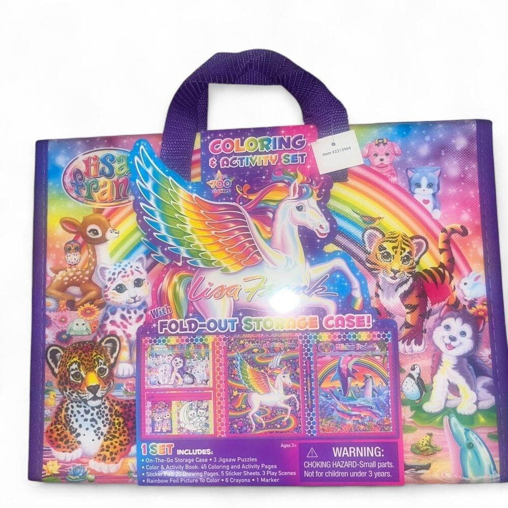 Lisa Frank Coloring and Activity Set with Fold-Out Storage Case NWT